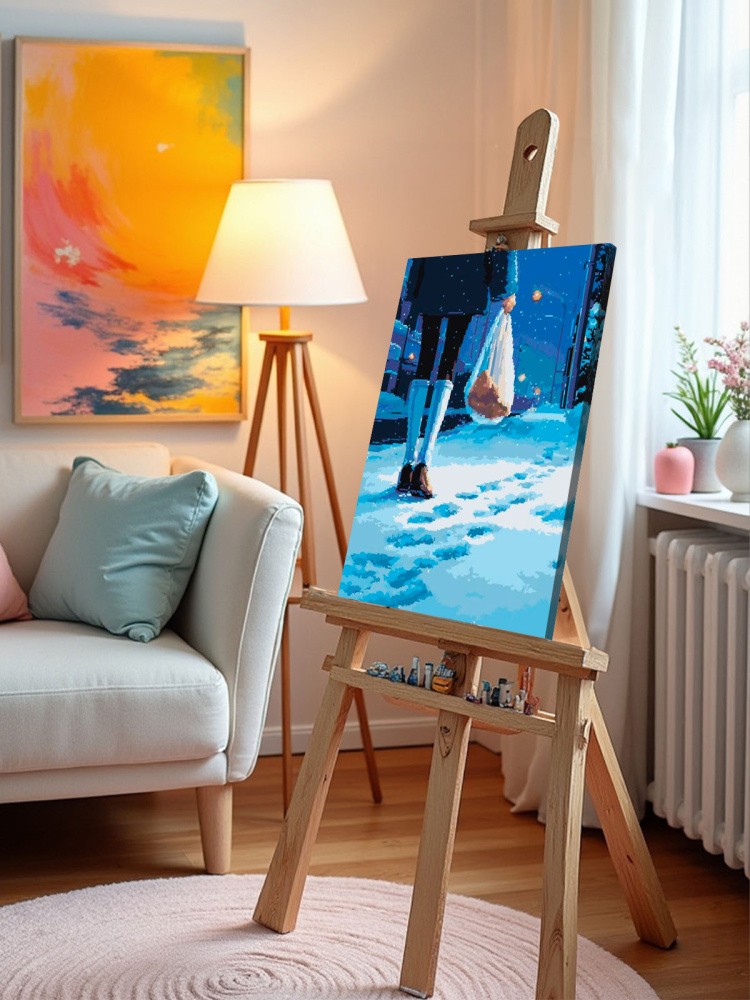 Картина по номерам Зимняя снежная ночь в ретро стиле — картинка 10