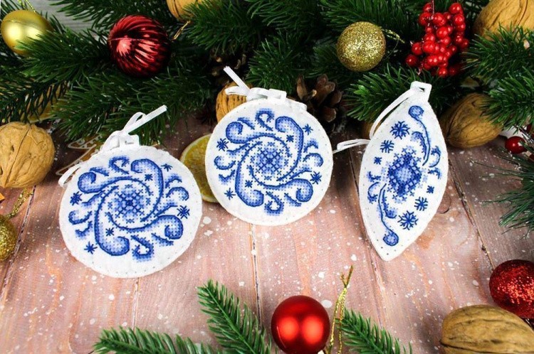 Набор для вышивания «Новогодние игрушки №2. Набор из 3 шт.» — картинка 5