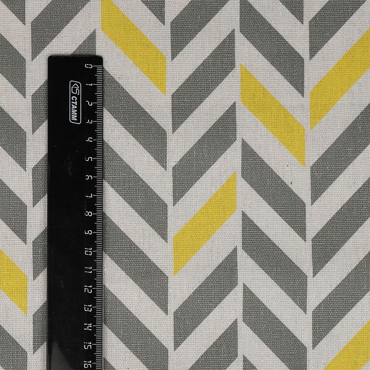 Ткань льняная, 1 м x 150 см, 140 г/м², цвет: серый, геометрический принт, TBY — картинка 5