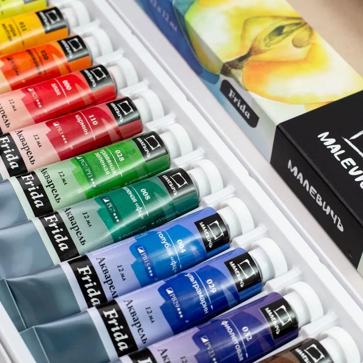Набор акварельных красок «Frida», 12 цв. по 12 мл, Малевичъ — картинка 3