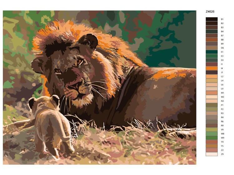 Картина по номерам «Львёнок и лев» — картинка 2