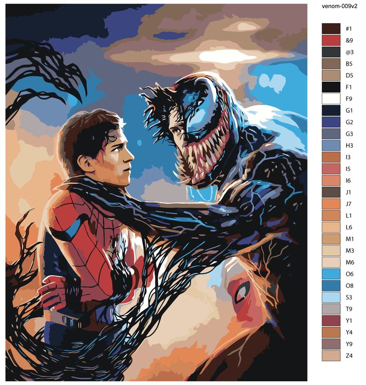 Картина по номерам «Веном и Человек-паук: Том Харди и Том Холланд» — картинка 2