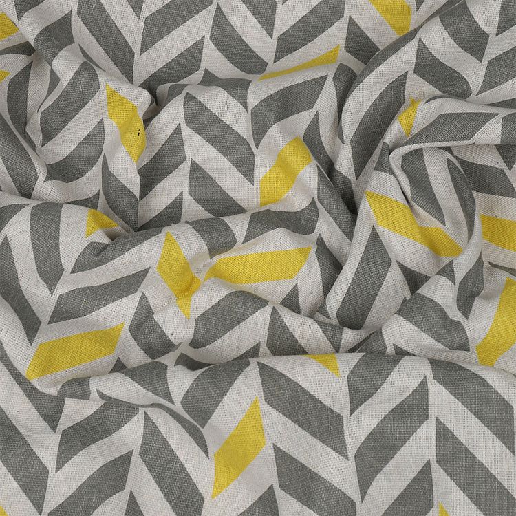 Ткань льняная, 1 м x 150 см, 140 г/м², цвет: серый, геометрический принт, TBY — картинка 3