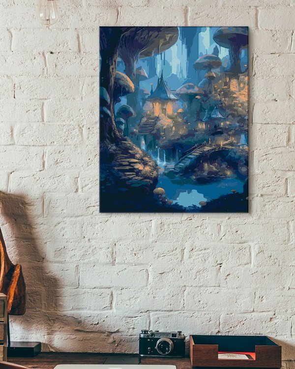 Картина по номерам «Деревня фей в мистическом лесу» — картинка 3