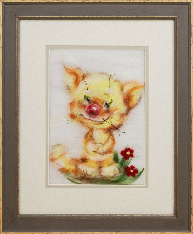 Картина шерстью «Милый котик» — картинка 2