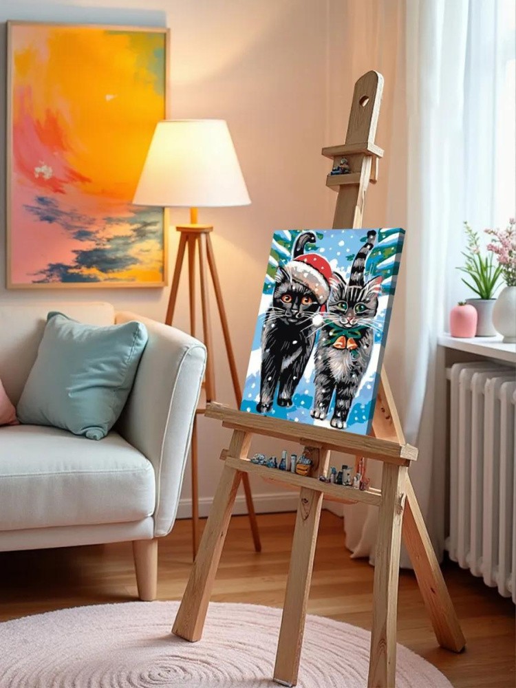 Картина по номерам «Рождественские котики» — картинка 10