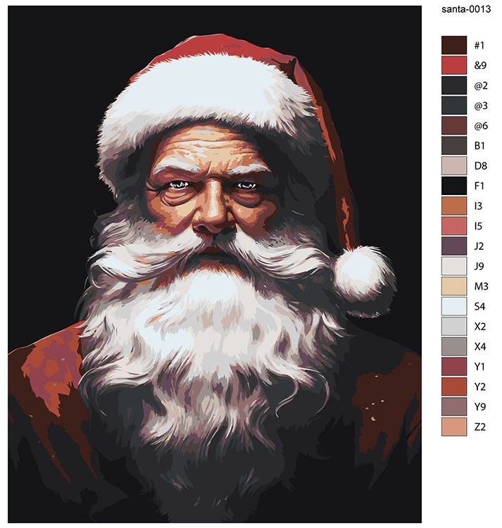 Картина по номерам «Новогодняя: Дед Мороз на темном фоне» — картинка 2