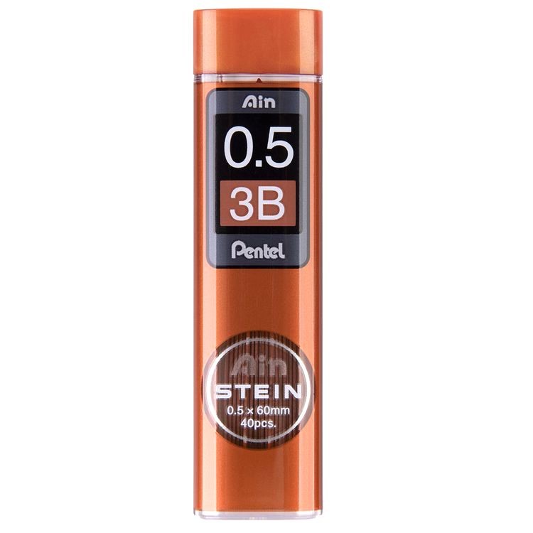 Грифели для карандашей автоматических Ain Stein 0,5 мм, 3В, 40 шт. в тубе, Pentel