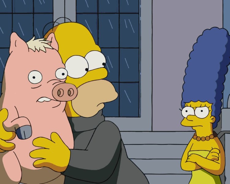 Картина по номерам «Simpsons Симпсоны: Мардж, Гомер и Свин»