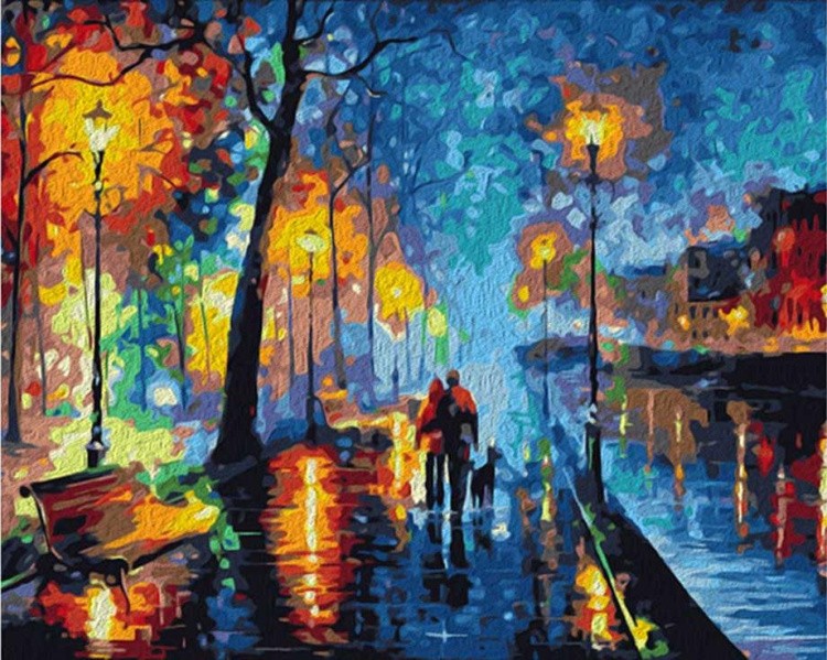 Картина по номерам «Улица дождя»