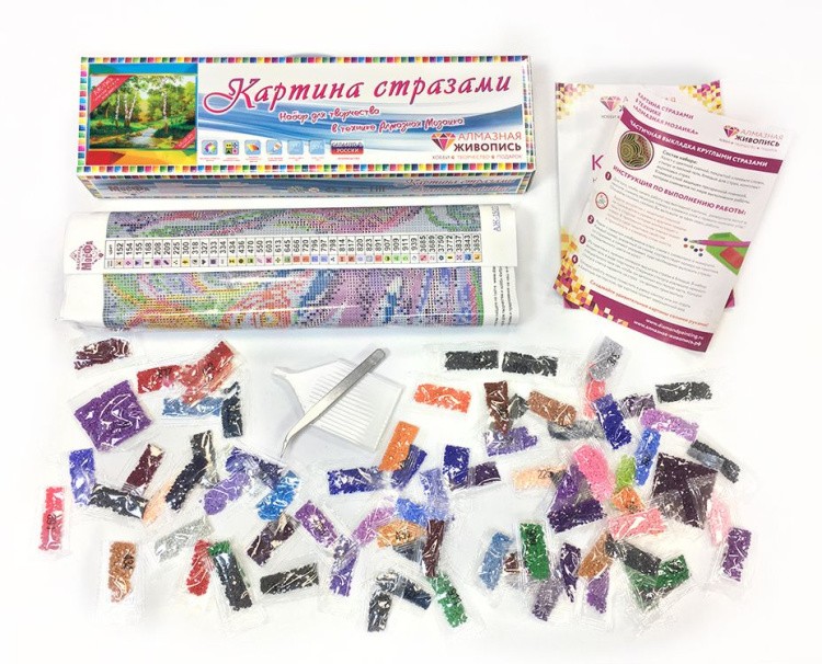 Алмазная вышивка «Ручей среди берез» — картинка 3