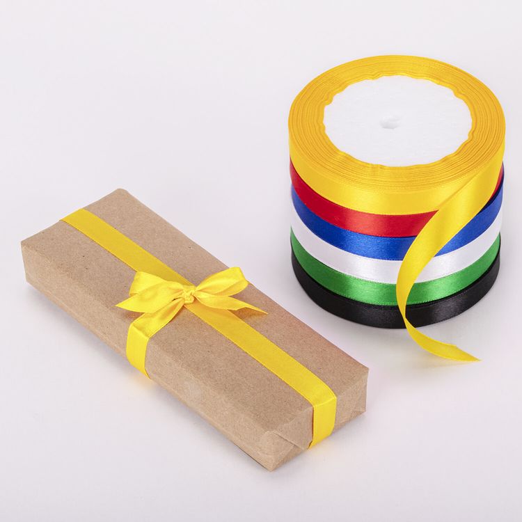 Лента атласная, ширина 12 мм, набор №1, 6 цветов по 23 м, — картинка 4