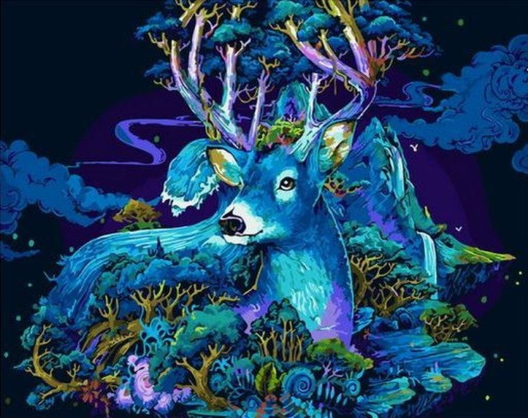 Картина по номерам «Синий олень»