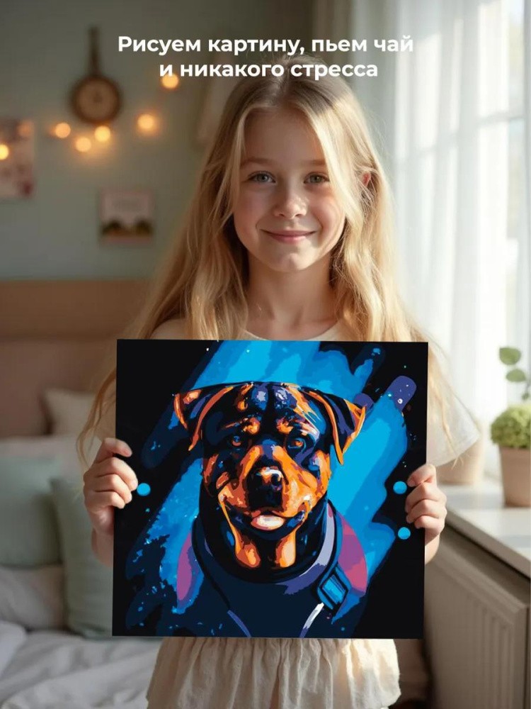Картина по номерам «Космический портрет ротвейлера» — картинка 7