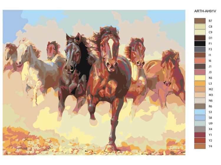 Картина по номерам «Табун лошадей» — картинка 2