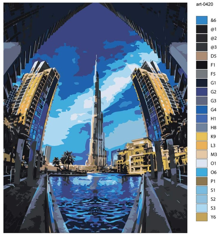 Картина по номерам «Дубай, ОАЭ, Эмираты: башня Бурдж-Халифа» — картинка 2
