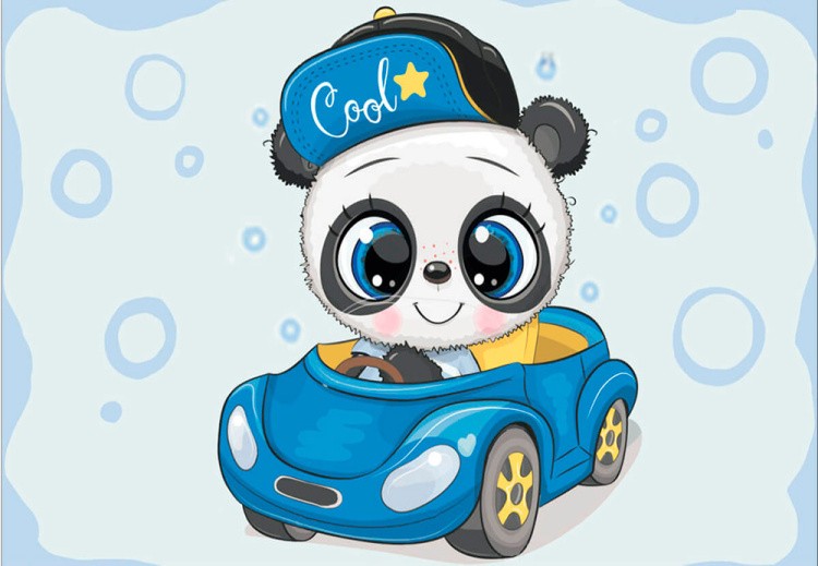 Алмазная вышивка «Панда в машине»