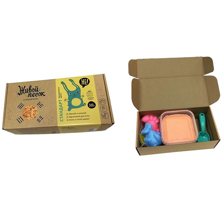 Живой Песок Стандарт, 500 г с игрушками для игры, оранжевый — картинка 2