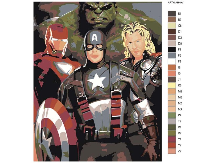 Картина по номерам «Капитан Америка и команда» — картинка 2