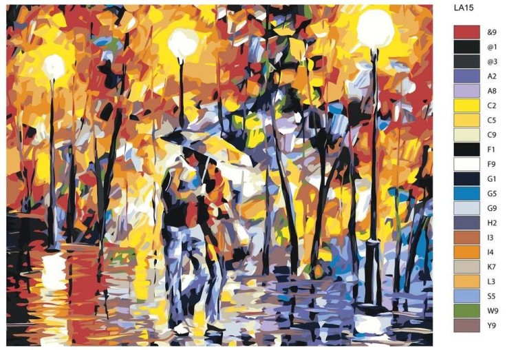 Картина по номерам «Пара под зонтом» — картинка 2