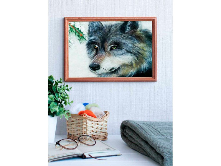 Картина шерстью «Волк» — картинка 4