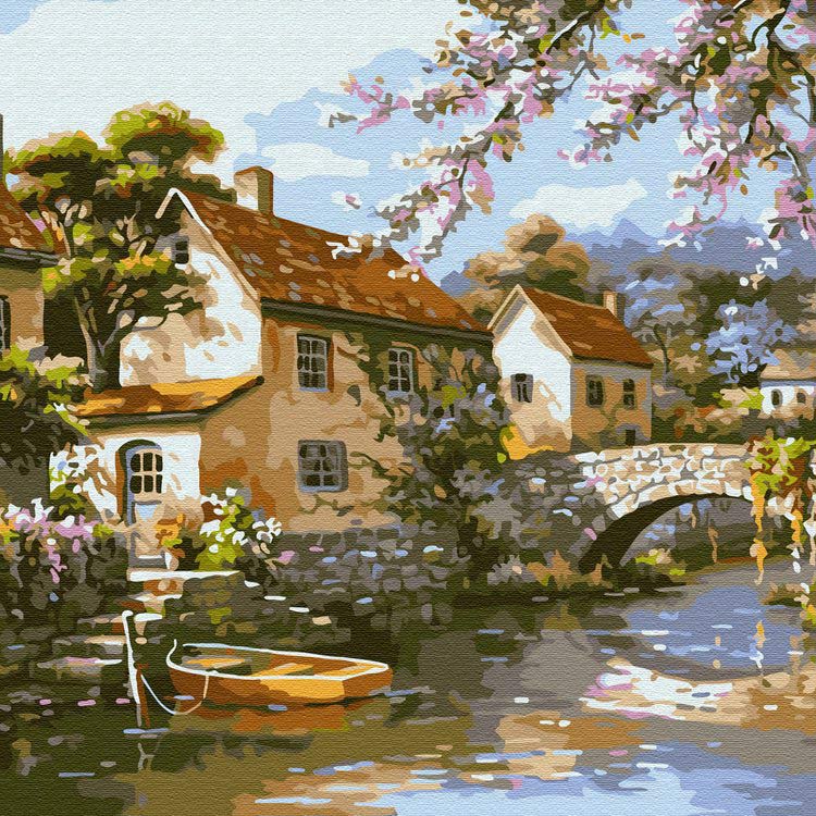 Картина по номерам «Городок на реке»