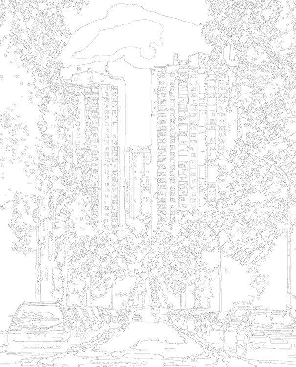 Картина по номерам «Панельки родные, осень в городе 40x50» — картинка 3