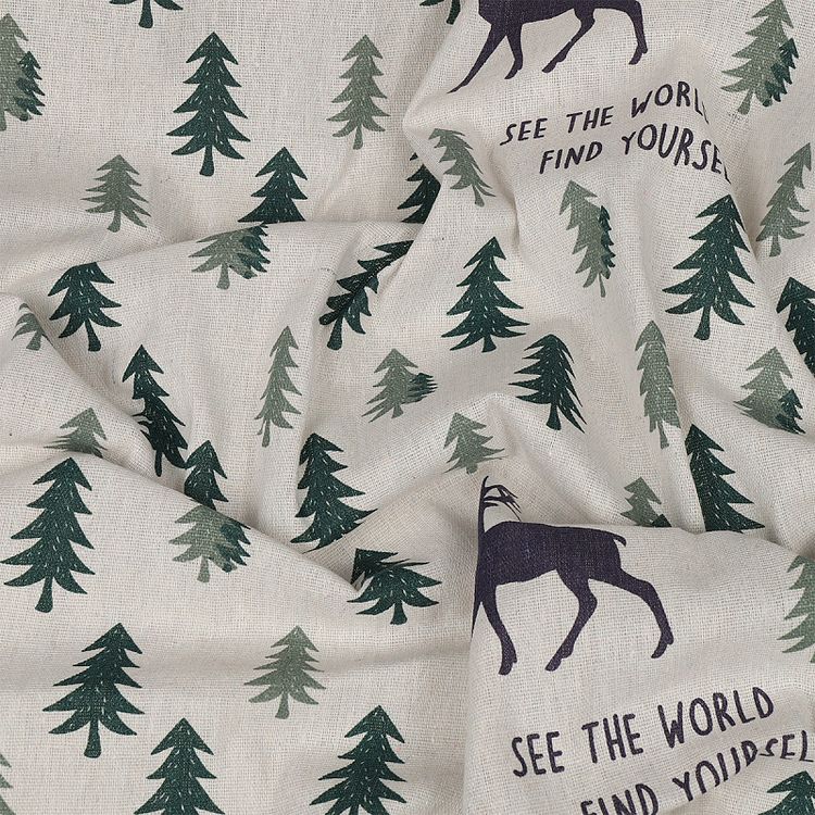 Ткань льняная, 1 м x 150 см, 140 г/м², цвет: бежевый, принт, TBY — картинка 3