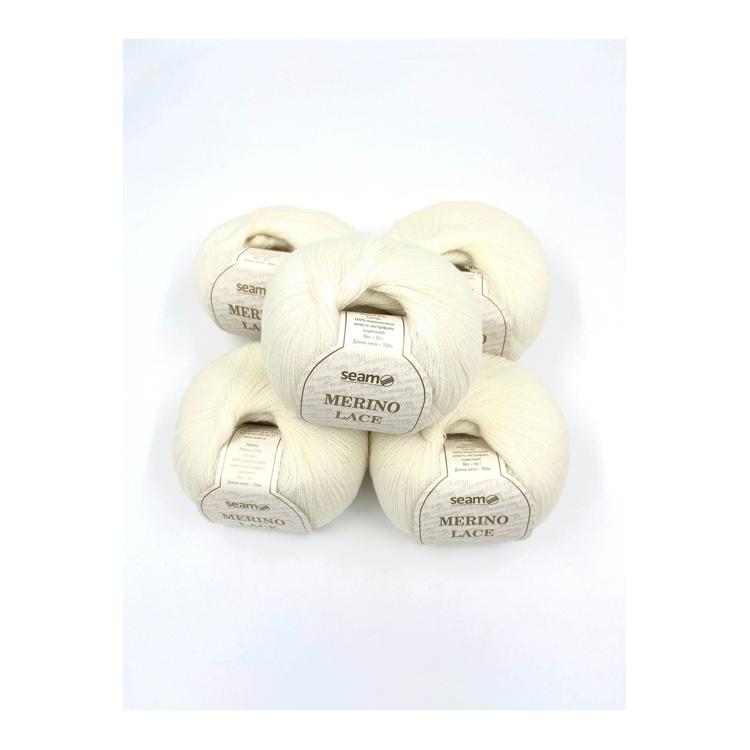 Пряжа SEAM MERINO LACE (02), суровый, 5 шт. по 50 г — картинка 3