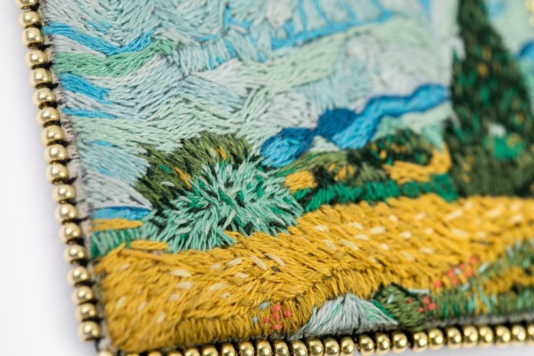 Набор для вышивания «Брошь. Пшеничное поле с кипарисами» — картинка 3