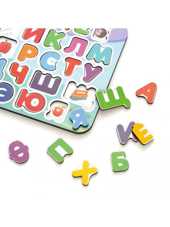 Развивающее пособие из дерева «Изучаем буквы», 2 цветных слоя — картинка 3