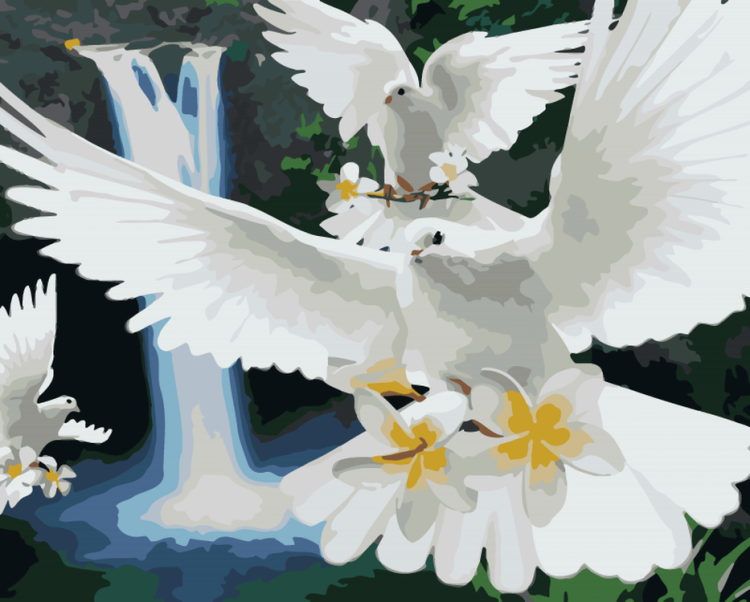 Картина по номерам «Полет голубей»