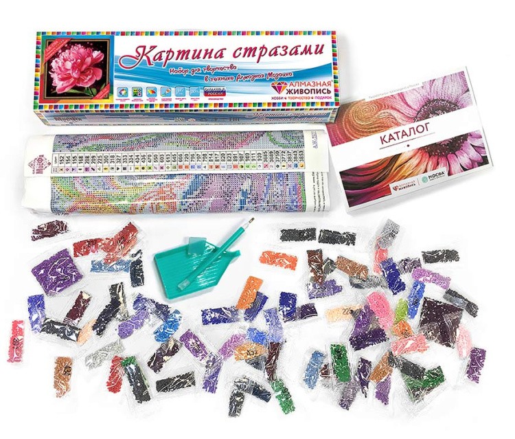 Алмазная вышивка «Сверкающий пион» — картинка 3