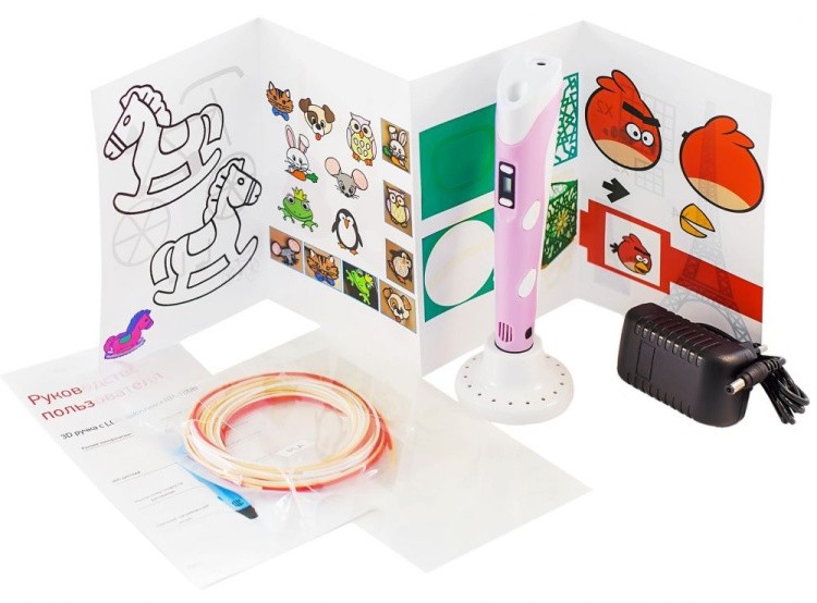 3D ручка SUPER 3D PEN-2 PLUS (трафареты+коврик), розовый
 — картинка 2