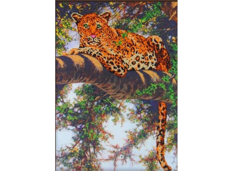 Набор вышивки бисером «Леопард на дереве»