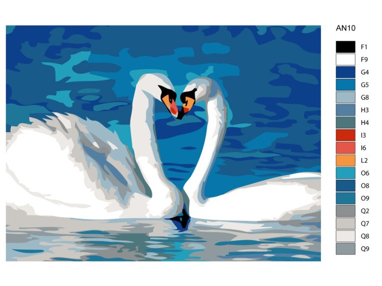 Картина по номерам «Пара лебедей» — картинка 2