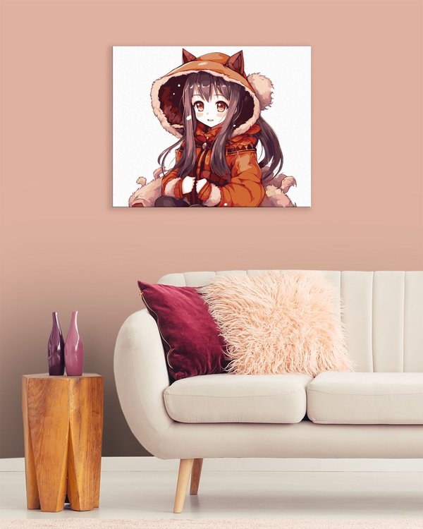 Картина по номерам «Девочка в красной куртке с ушками» — картинка 3