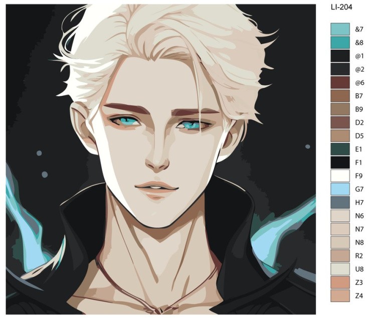 Картина по номерам «Светловолосый аниме-парень» — картинка 2