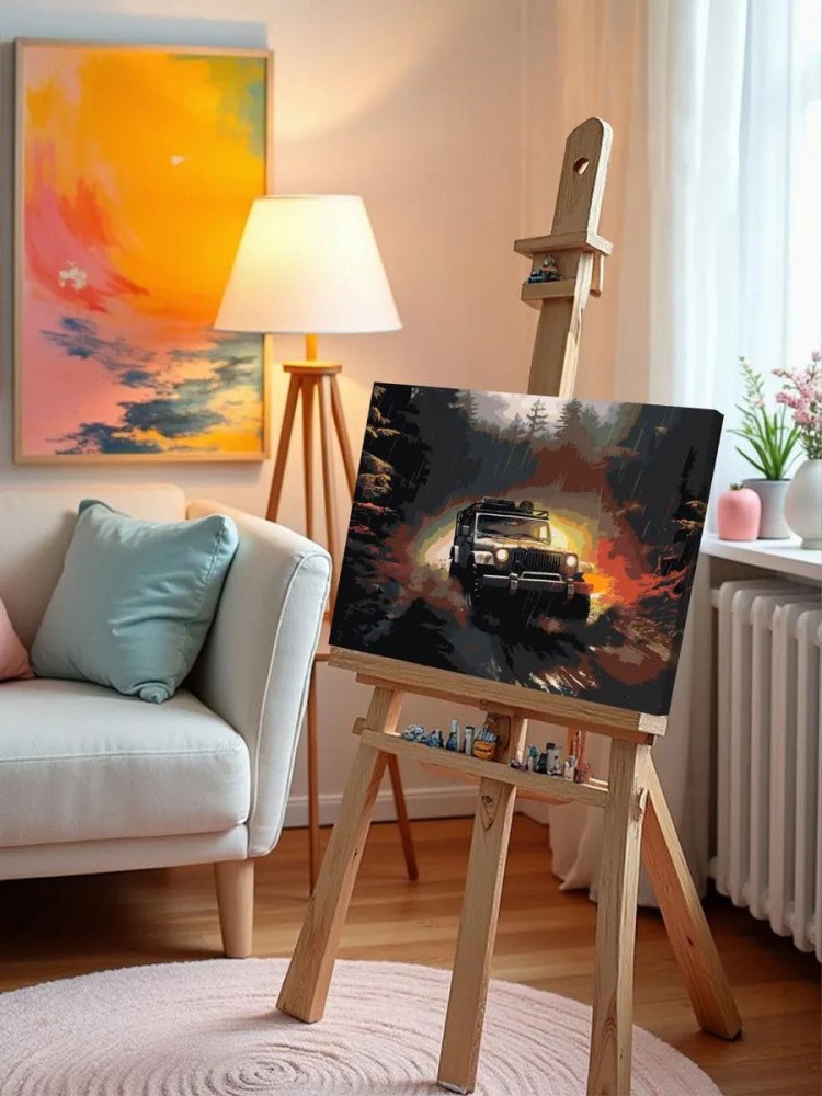 Картина по номерам «Машины: Внедорожник на лесной дороге» — картинка 10