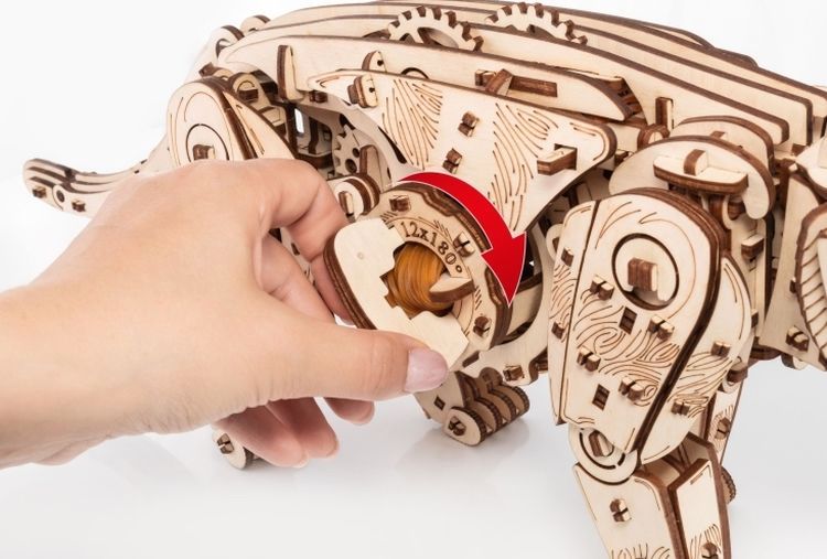 Сборная модель деревянная, конструктор 3D EWA «Механический Кот (Кошка)» — картинка 9