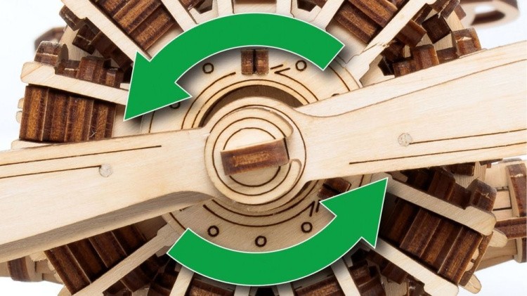 Конструктор деревянный 3D «Самолет с мотором», Eco Wood Art — картинка 6