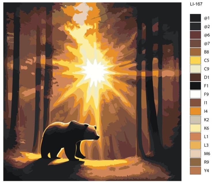 Картина по номерам «Медведь на фоне закатного солнца» — картинка 2