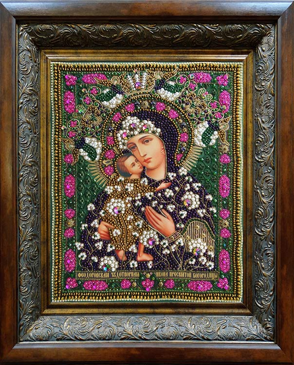 Набор для вышивания хрустальными камнями Богородица «Феодоровская» (акриловый жемчуг) — картинка 2