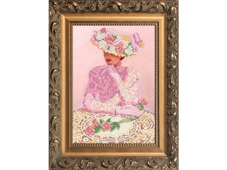 Рисунок на ткани «Дама с розой»