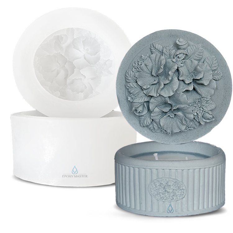 Силиконовый молд - Контейнер/банка для свечей с крышкой №3, d 10 см, 1 шт. — картинка 2