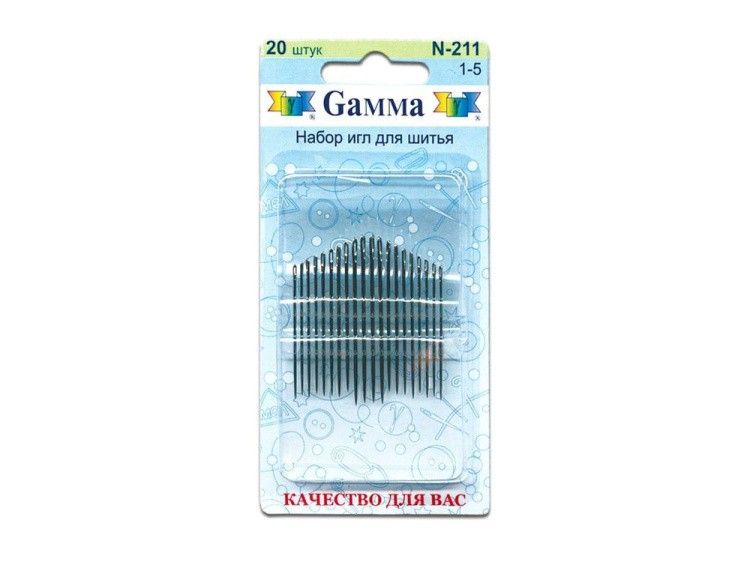 Иглы ручные Gamma для шитья №1-5, 20 шт.
