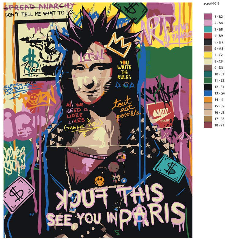 Картина по номерам «Pop Art Поп-арт: Мона Лиза панк» — картинка 2