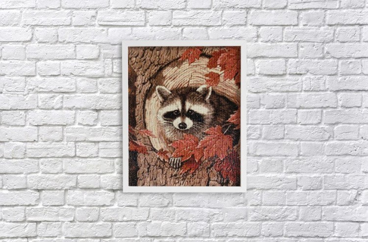 Алмазная вышивка «Енот на клене» — картинка 4
