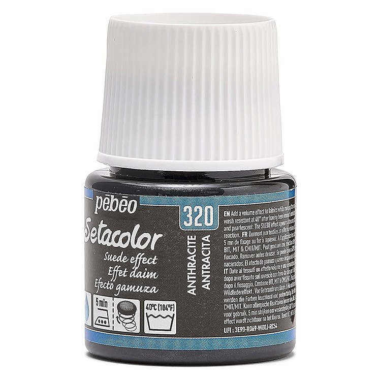 Краска для темных и светлых тканей с эффектом замши Setacolor PEBEO, цвет: антрацит, 45 мл — картинка 3