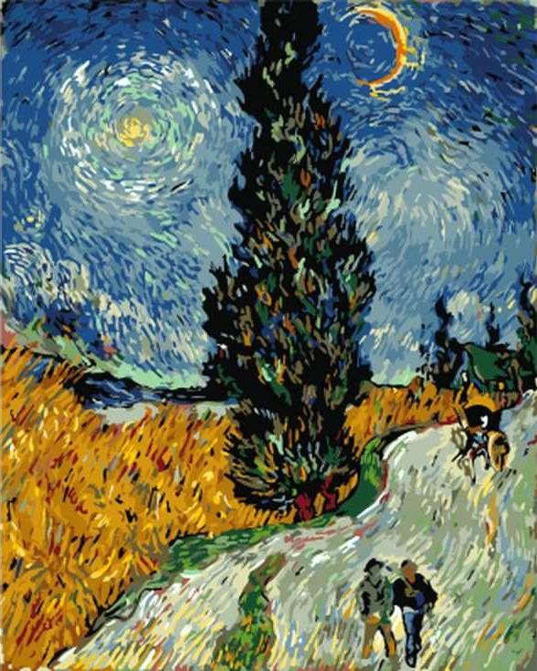 Картина по номерам «Дорога с кипарисом и звездой» Ван Гога